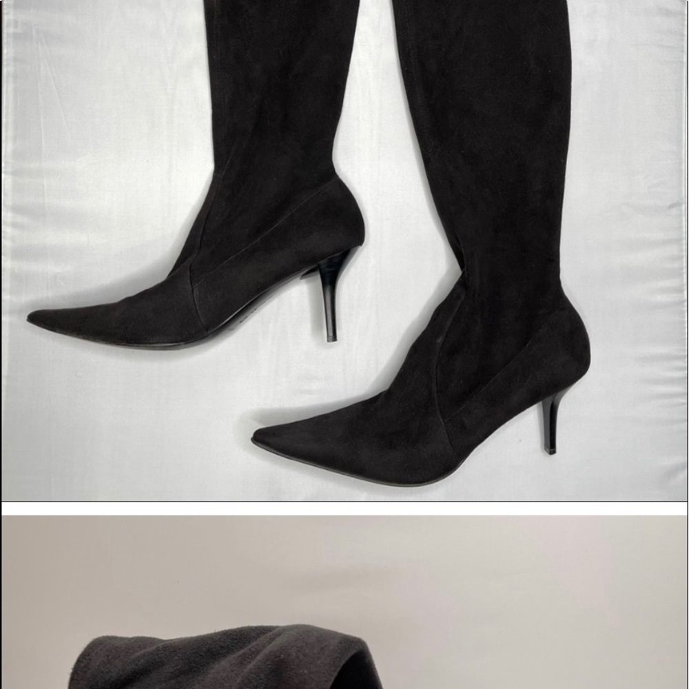 Fine suede stretch boots narrow fit, great condition